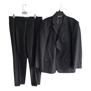 Linea Uomo Suit Sports Coat Pants Men 43 Gray Pinstripe Wool 4button 43x30